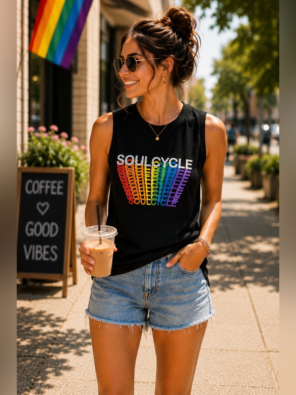 ☀️SoulCycle Rainbow Graphic Muscle Tank